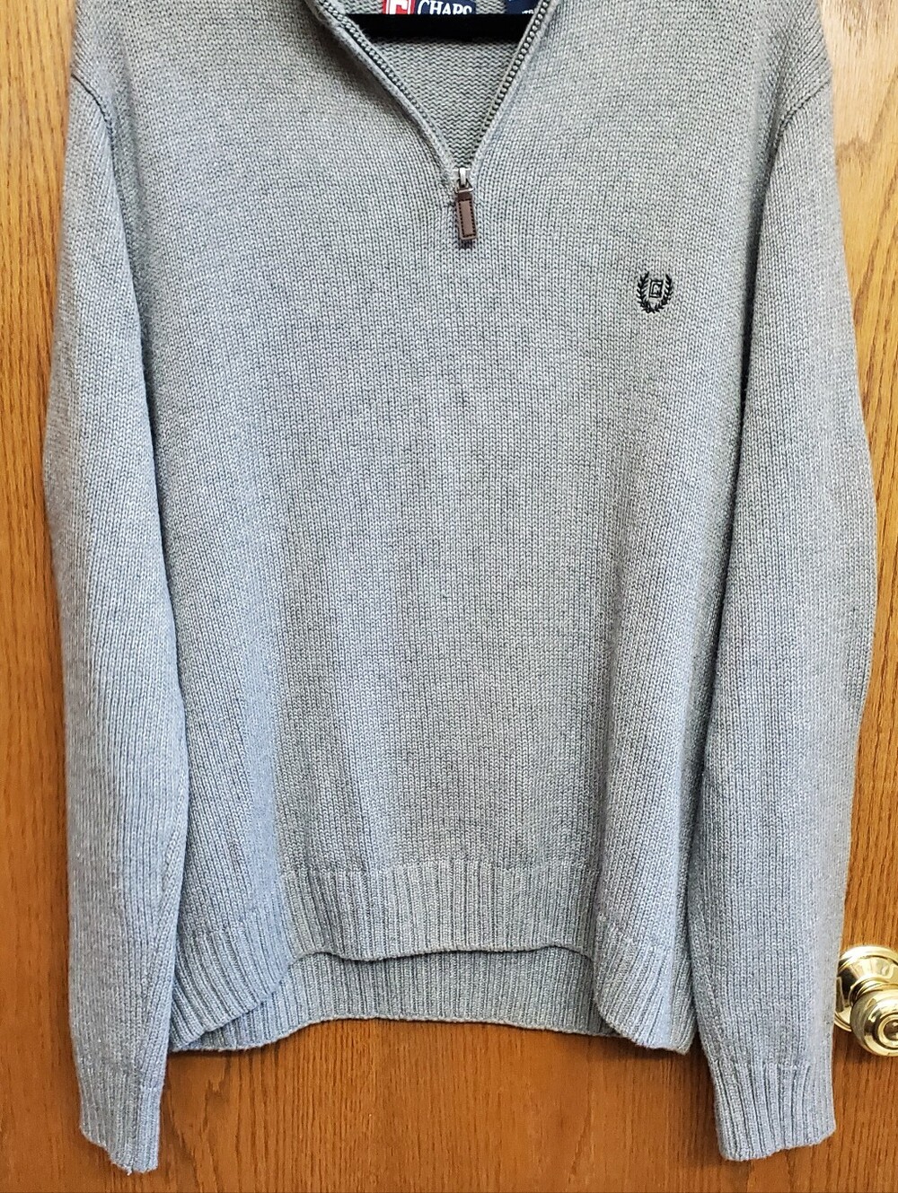 Chaps Men's Heather Gray Quarter-Zip Knit Sweater